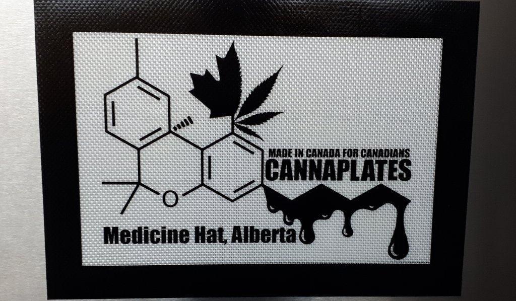 CannaPlates logo featuring a chemical structure, maple leaf, and dripping resin effect.