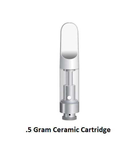 Glass Vaporizer Cartridge /w Ceramic Coil & 4x2mm Intake- WHITE